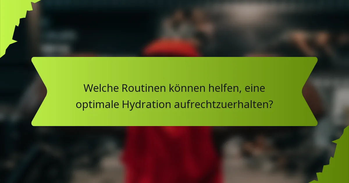 Welche Routinen können helfen, eine optimale Hydration aufrechtzuerhalten?