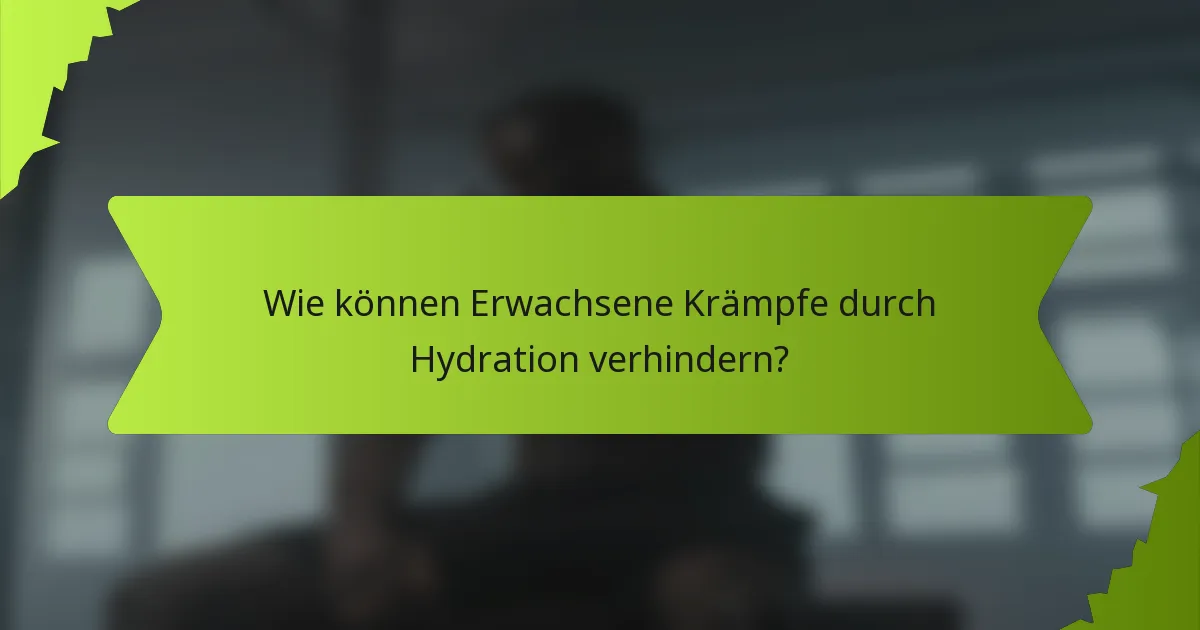 Wie können Erwachsene Krämpfe durch Hydration verhindern?